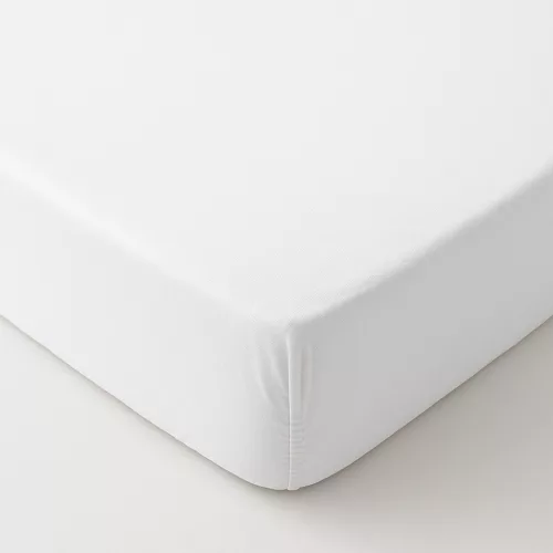 Pamut jersey gumis lepedő, fehér, 100x200 cm