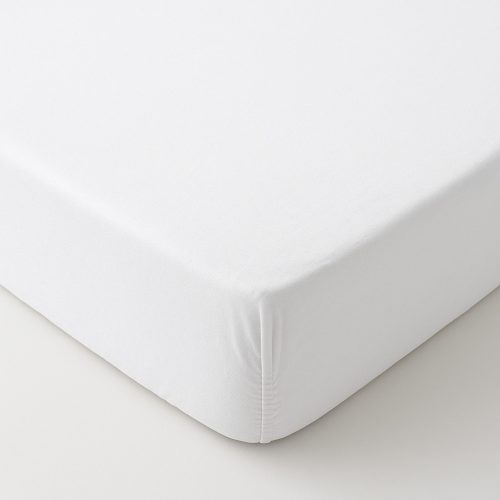 Pamut jersey gumis lepedő, fehér, 160x200 cm