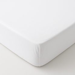 Pamut jersey gumis lepedő, fehér, 180x200 cm