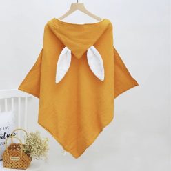 Kapucnis baba pamuttörölköző - sárga