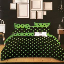 Fekete-zöld pöttyös 7 részes ágyneműhuzat
