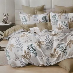 Bézs-fehér virágos 7 részes kétoldalas ágyneműhuzat