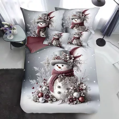 Karácsonyi 7 részes ágyneműhuzat - hóember díszben