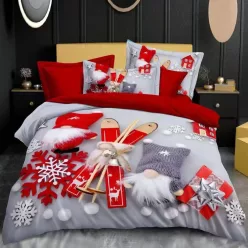 Karácsonyi 6 részes ágyneműhuzat - síelő Mikulás