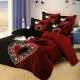 Ágyneműhuzat pároknak - hattyúk - fekete és vörös