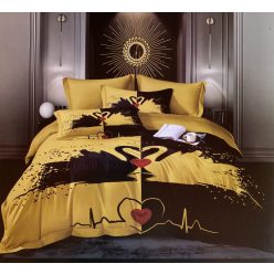 Ágyneműhuzat pároknak - hattyúk - fekete és sárga