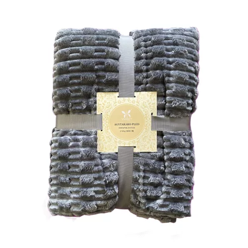 Polár gyapjú pléd, sötétszürke, 150x200 cm