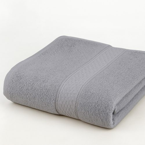 Frottír törölköző bordűrrel, szürke, 70x140 cm